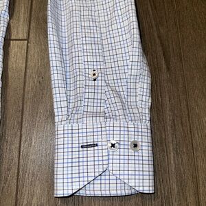 Lorenzo Uomo Perfect Fashion Shirt Mens 14.5 32/33 Blue Plaid Button Up Trim Fit